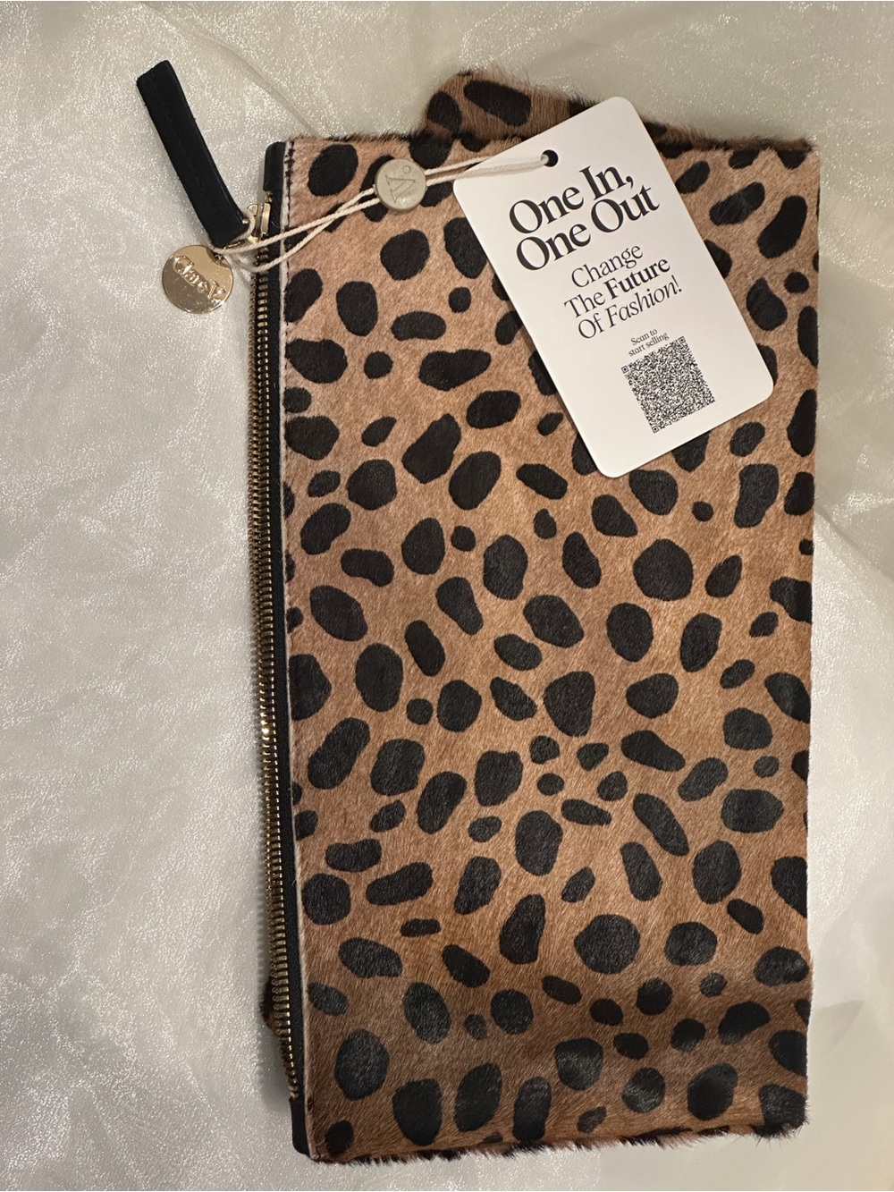 Clare V. Leopard Foldover Clutch Calf Hair Made in USA NWT - Picture 4 of 16